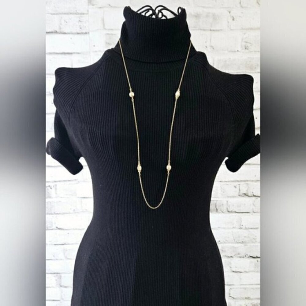 1928 Gold Tone Station Necklace with Faux Pearls – Vintage Inspired